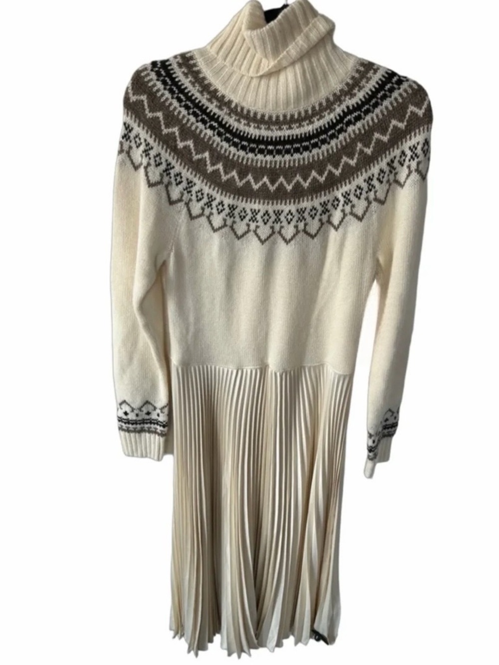 Polo by Ralph Lauren Cream Fair Isle Turtleneck Maxi Dress - Picture 2 of 6